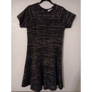 Loft Women's Fit & Flare Dress  Sz 10 Black/ Gray Heavy Knit‎ Short Sleeve...
